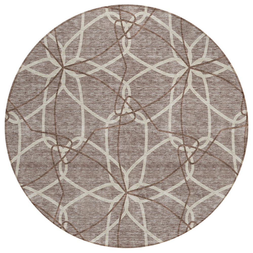 3' X 5' Taupe And Ivory Geometric Washable Indoor Outdoor Area Rug