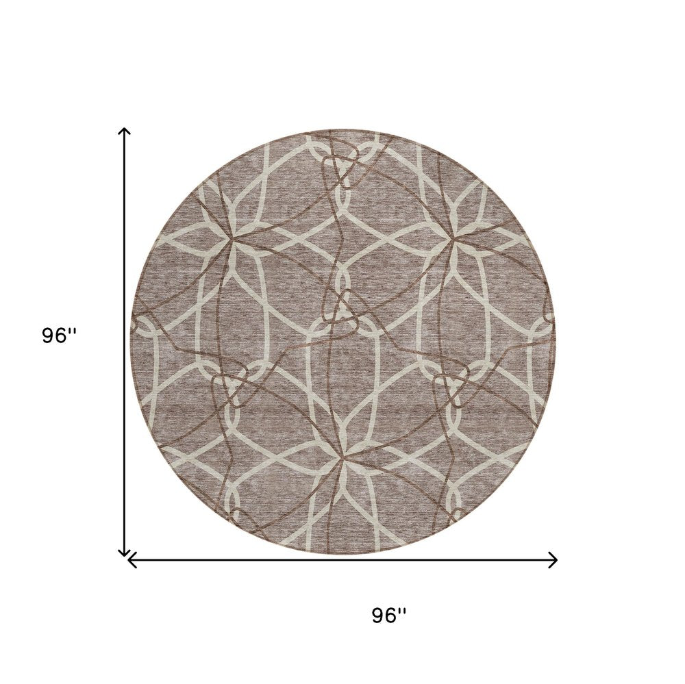 3' X 5' Taupe And Ivory Geometric Washable Indoor Outdoor Area Rug