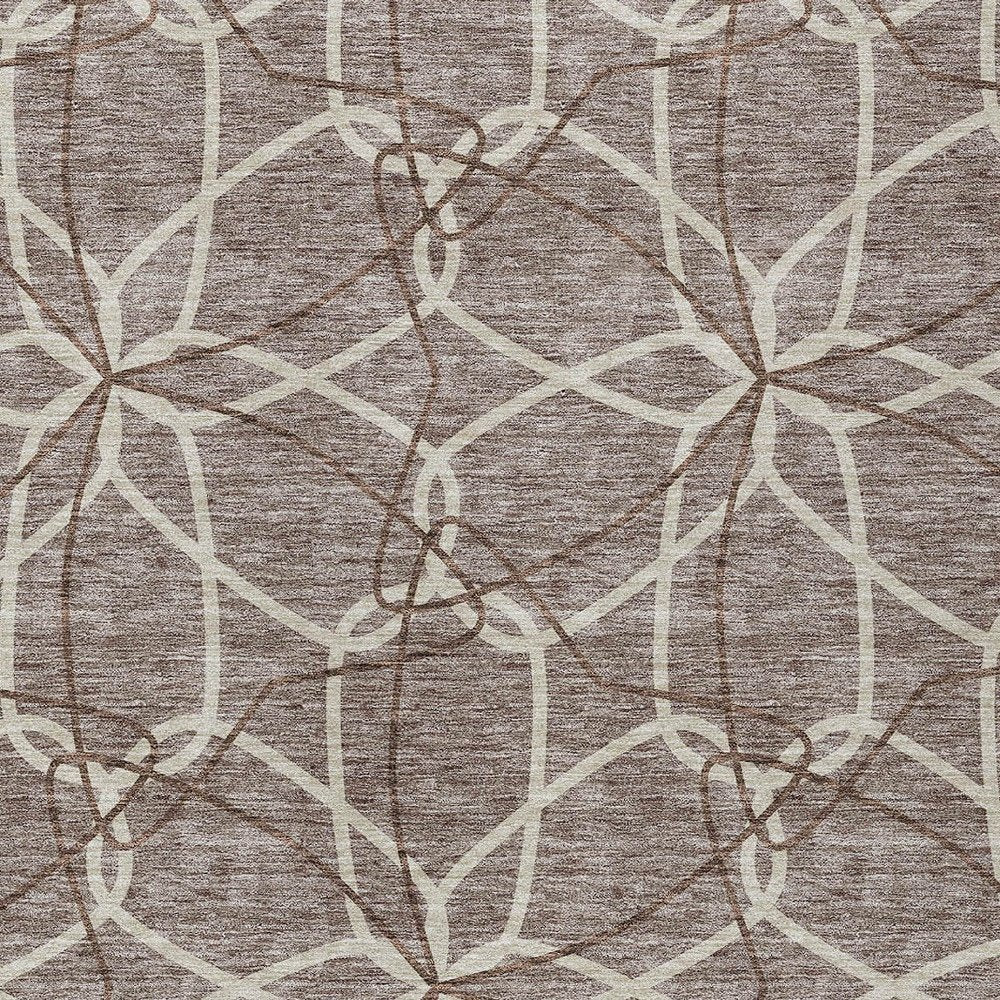 3' X 5' Taupe And Ivory Geometric Washable Indoor Outdoor Area Rug