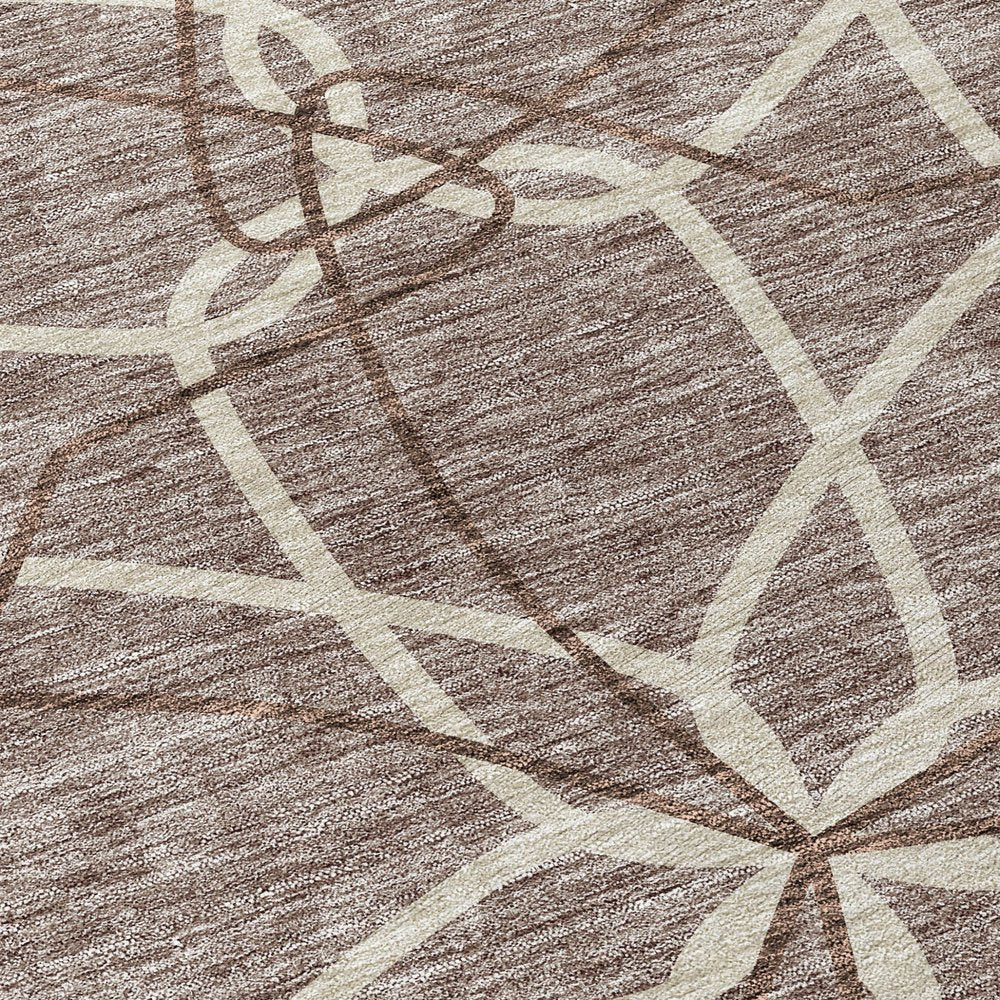 3' X 5' Taupe And Ivory Geometric Washable Indoor Outdoor Area Rug