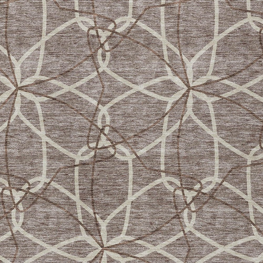 3' X 5' Taupe And Ivory Geometric Washable Indoor Outdoor Area Rug