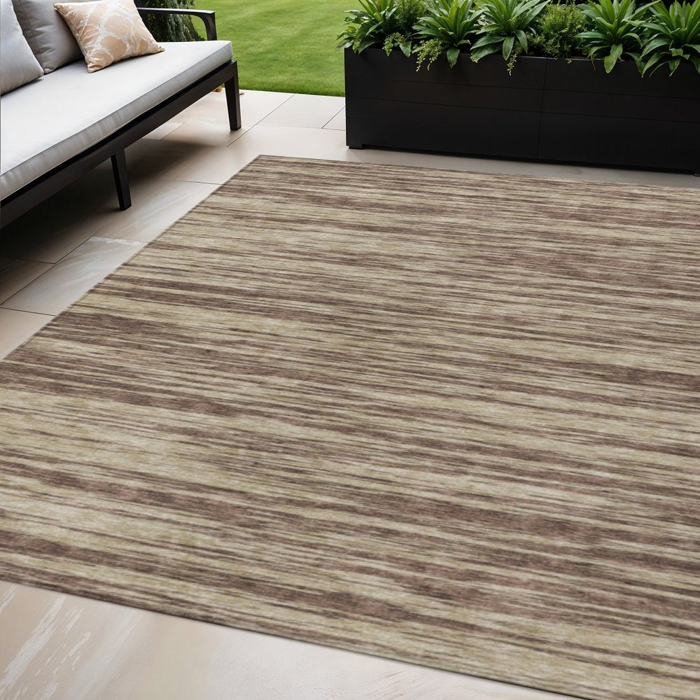 3' X 5' Brown And Beige Abstract Washable Indoor Outdoor Area Rug