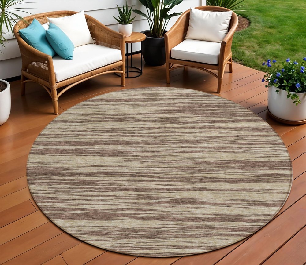 3' X 5' Brown And Beige Abstract Washable Indoor Outdoor Area Rug