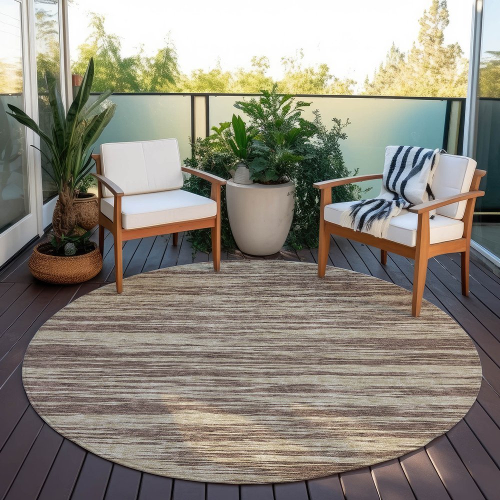 3' X 5' Brown And Beige Abstract Washable Indoor Outdoor Area Rug