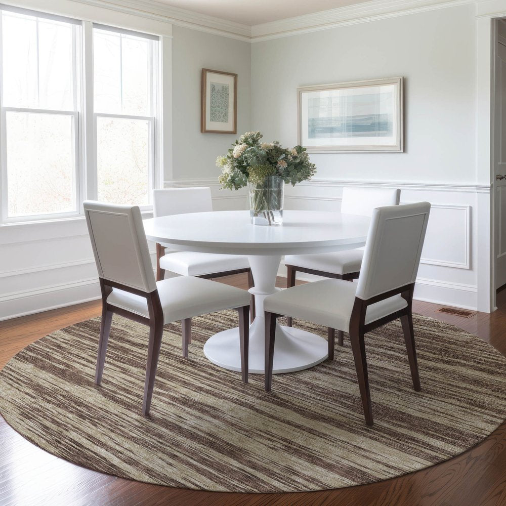 3' X 5' Brown And Beige Abstract Washable Indoor Outdoor Area Rug