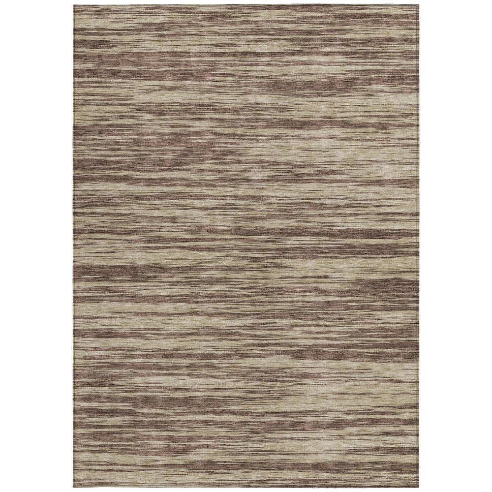 3' X 5' Brown And Beige Abstract Washable Indoor Outdoor Area Rug