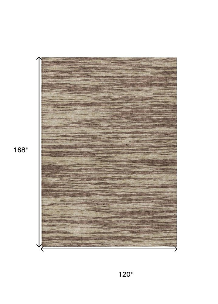 3' X 5' Brown And Beige Abstract Washable Indoor Outdoor Area Rug
