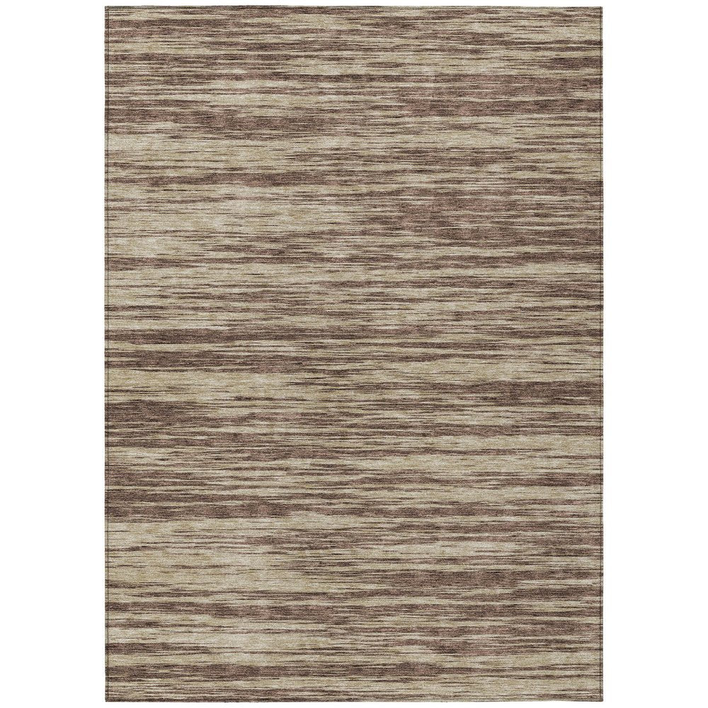 3' X 5' Brown And Beige Abstract Washable Indoor Outdoor Area Rug