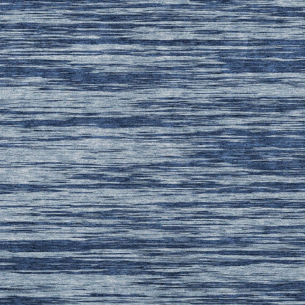 3' X 5' Blue And Navy Blue Abstract Washable Indoor Outdoor Area Rug