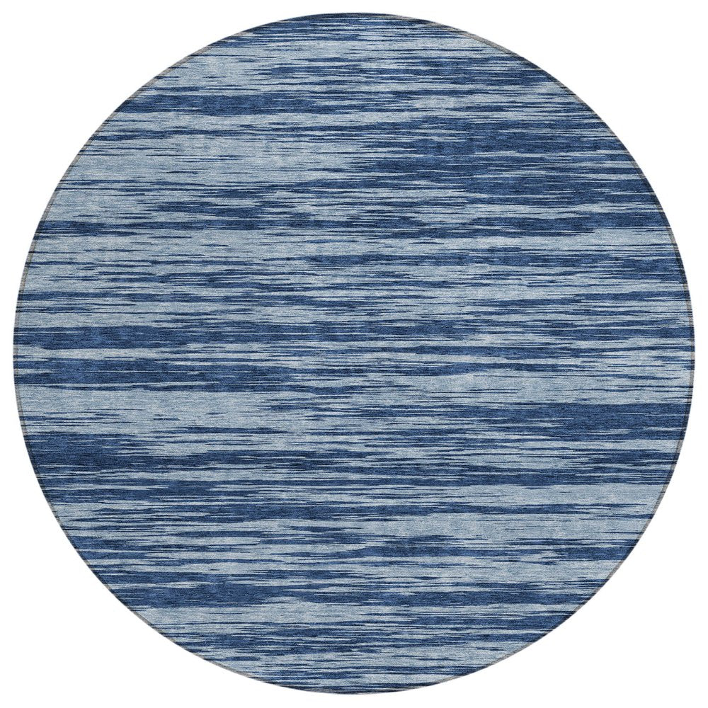 3' X 5' Blue And Navy Blue Abstract Washable Indoor Outdoor Area Rug