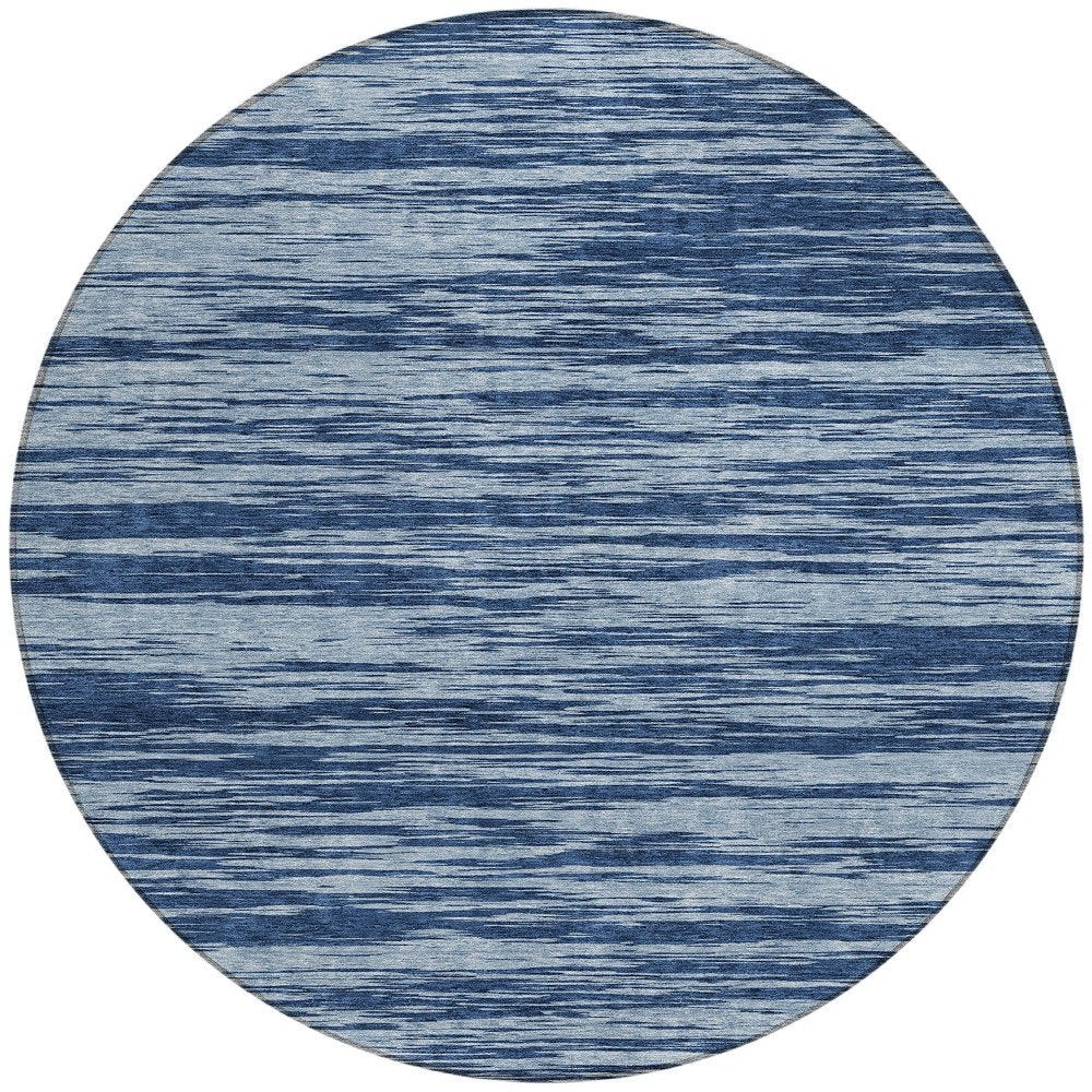 3' X 5' Blue And Navy Blue Abstract Washable Indoor Outdoor Area Rug
