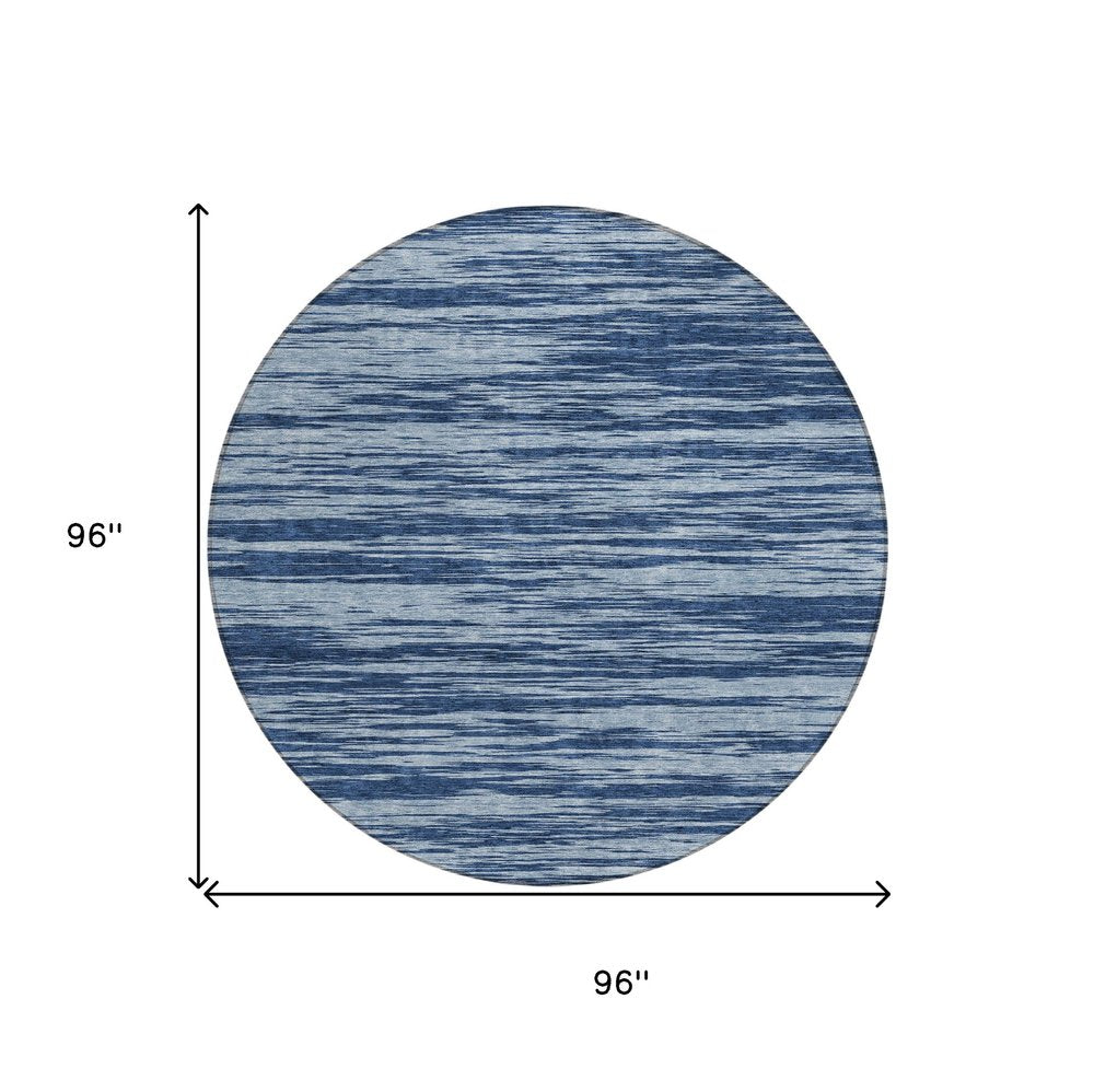 3' X 5' Blue And Navy Blue Abstract Washable Indoor Outdoor Area Rug