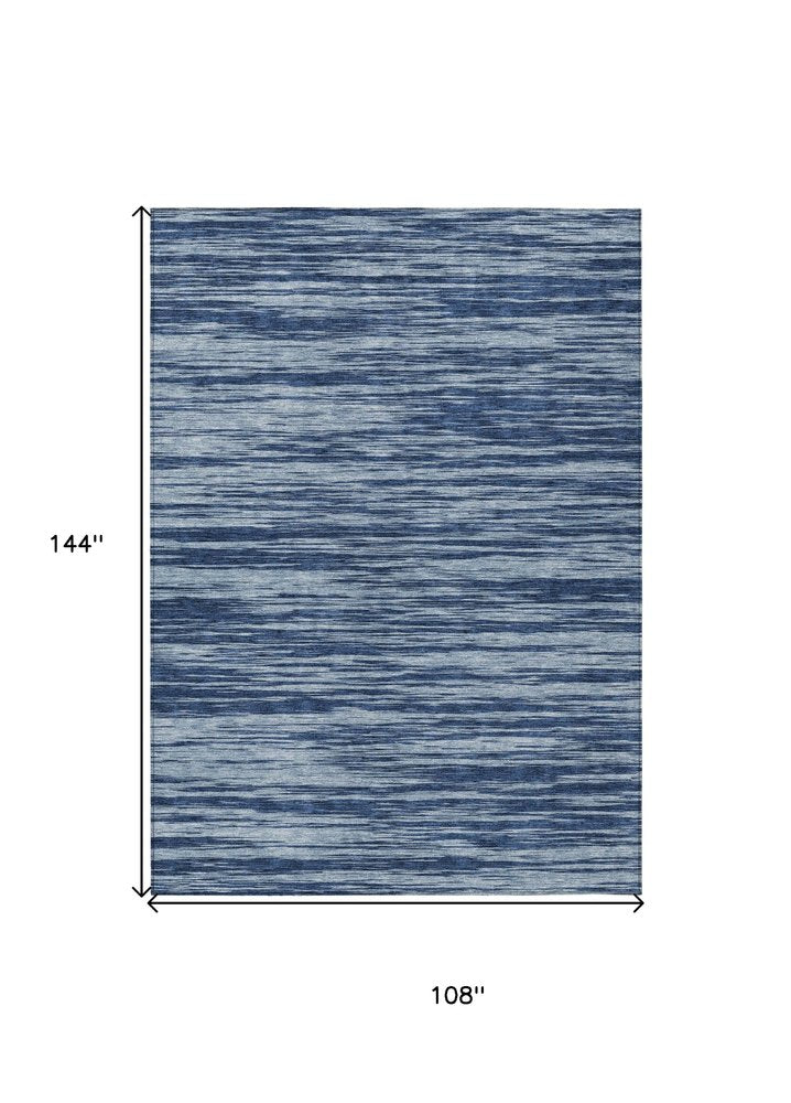 3' X 5' Blue And Navy Blue Abstract Washable Indoor Outdoor Area Rug