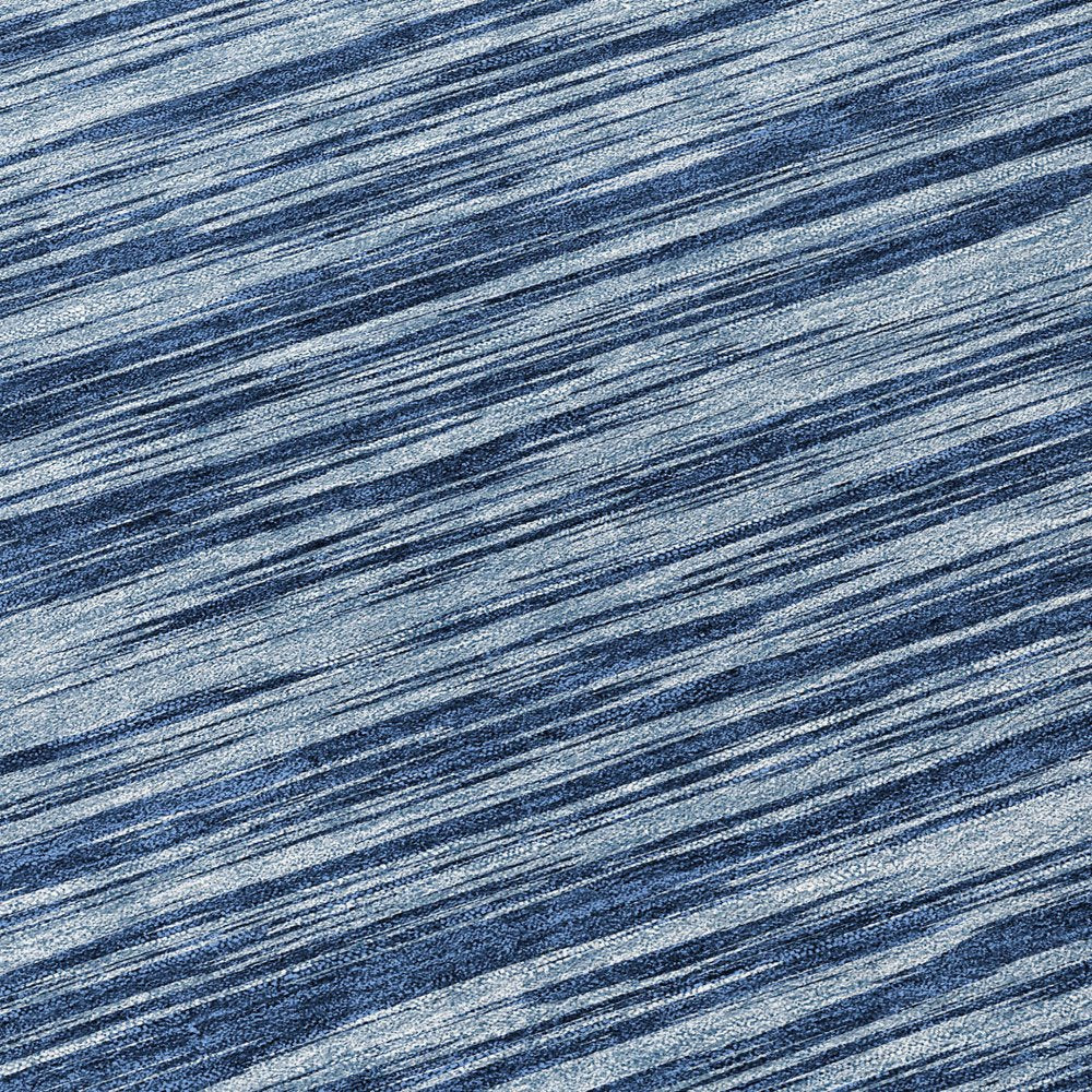 3' X 5' Blue And Navy Blue Abstract Washable Indoor Outdoor Area Rug
