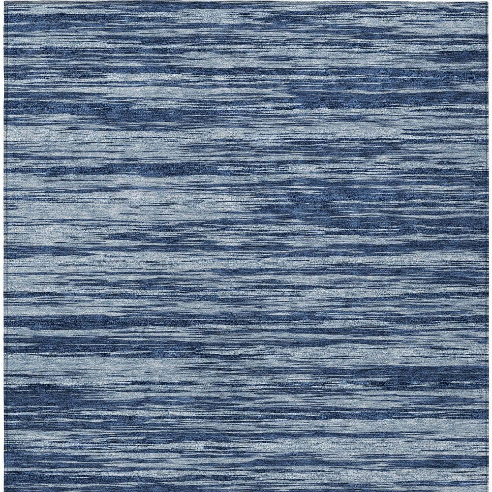 3' X 5' Blue And Navy Blue Abstract Washable Indoor Outdoor Area Rug