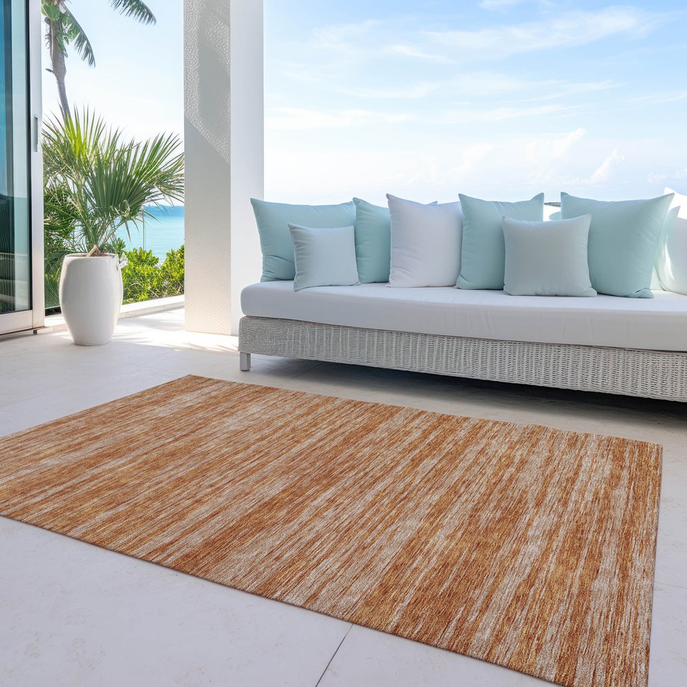 3' X 5' Copper And Rust Abstract Washable Indoor Outdoor Area Rug
