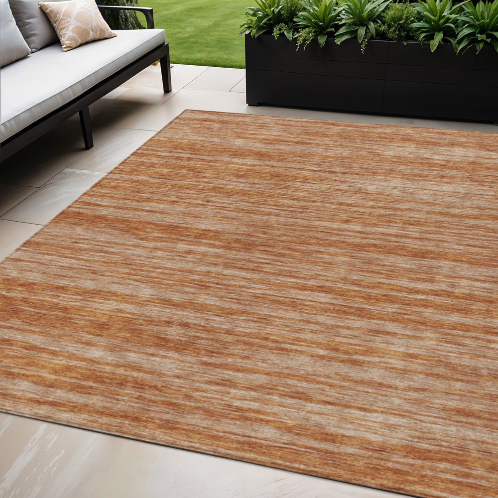 3' X 5' Copper And Rust Abstract Washable Indoor Outdoor Area Rug