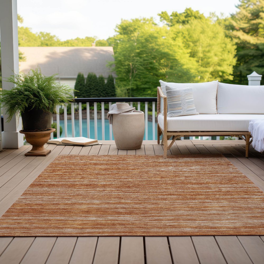 3' X 5' Copper And Rust Abstract Washable Indoor Outdoor Area Rug