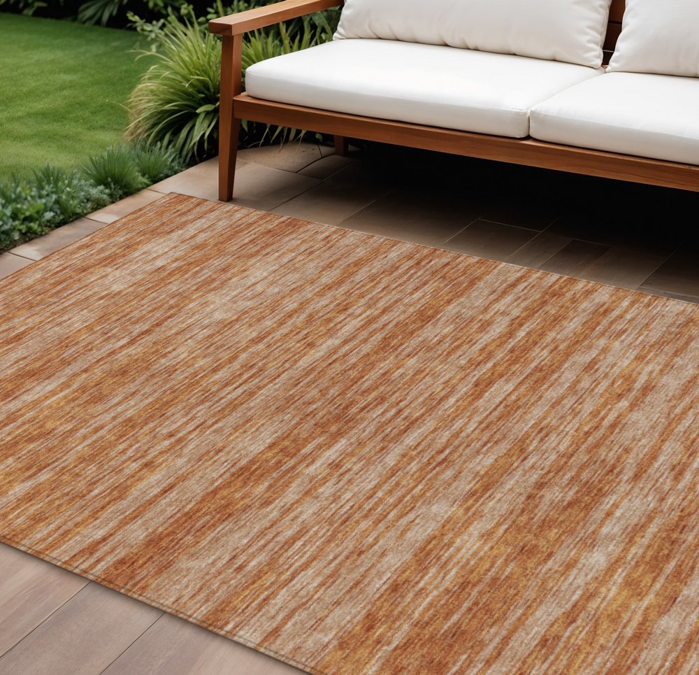 3' X 5' Copper And Rust Abstract Washable Indoor Outdoor Area Rug