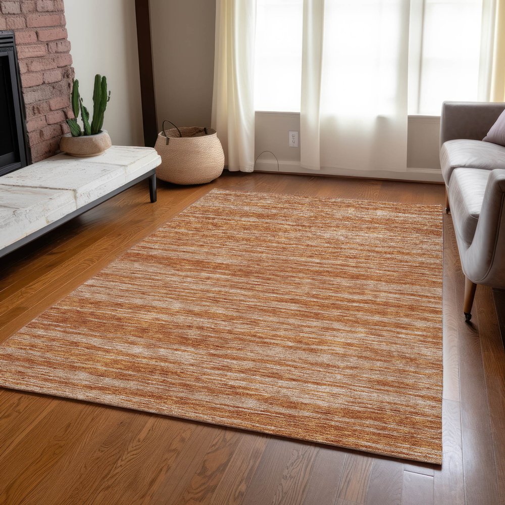 3' X 5' Copper And Rust Abstract Washable Indoor Outdoor Area Rug