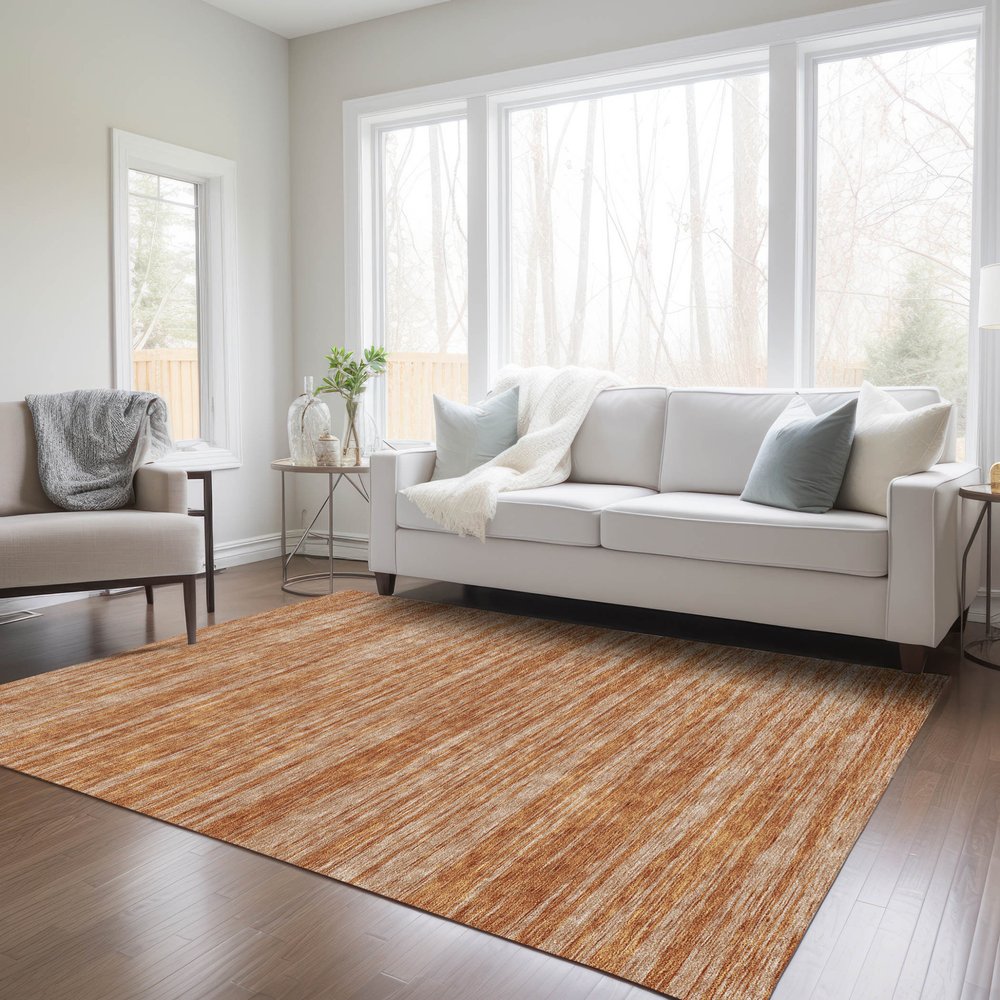 3' X 5' Copper And Rust Abstract Washable Indoor Outdoor Area Rug