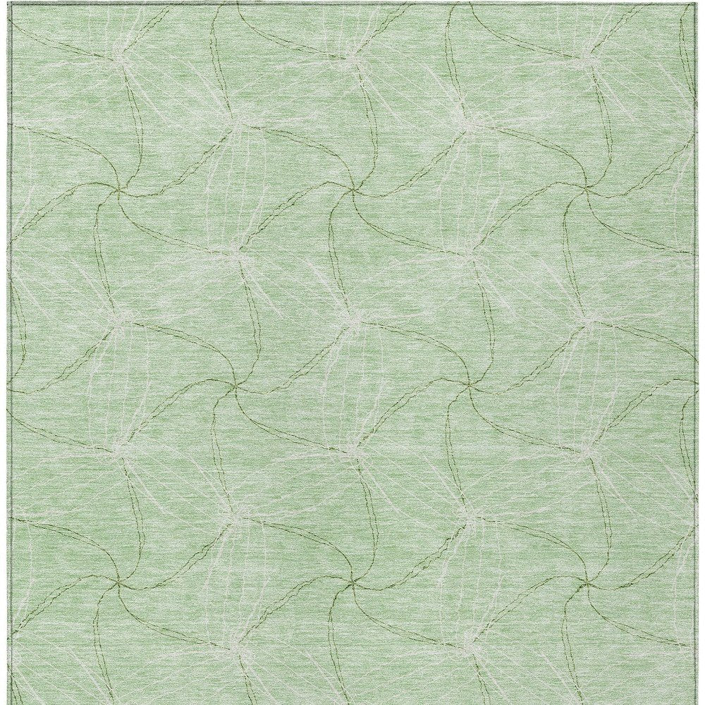 3' X 5' Mint Green And Ivory Geometric Washable Indoor Outdoor Area Rug
