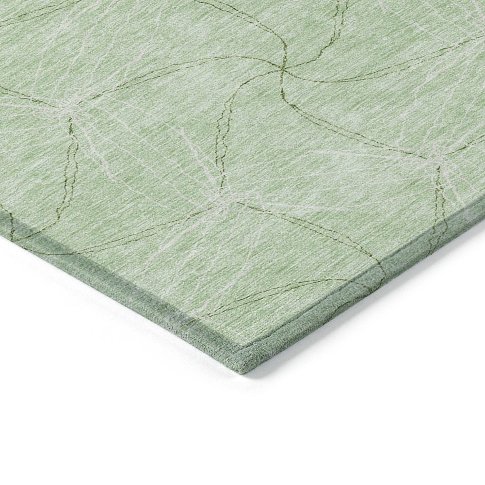 3' X 5' Mint Green And Ivory Geometric Washable Indoor Outdoor Area Rug