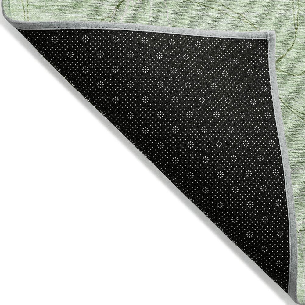 3' X 5' Mint Green And Ivory Geometric Washable Indoor Outdoor Area Rug