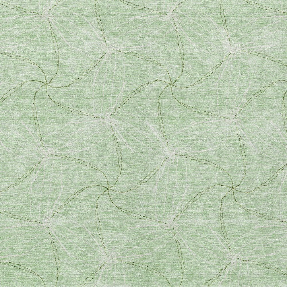 3' X 5' Mint Green And Ivory Geometric Washable Indoor Outdoor Area Rug