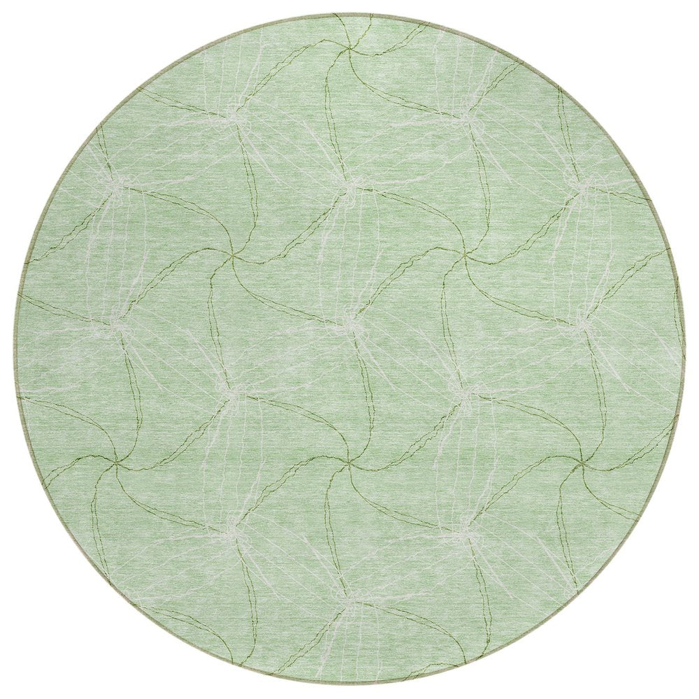 3' X 5' Mint Green And Ivory Geometric Washable Indoor Outdoor Area Rug