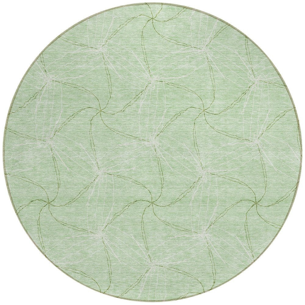 3' X 5' Mint Green And Ivory Geometric Washable Indoor Outdoor Area Rug