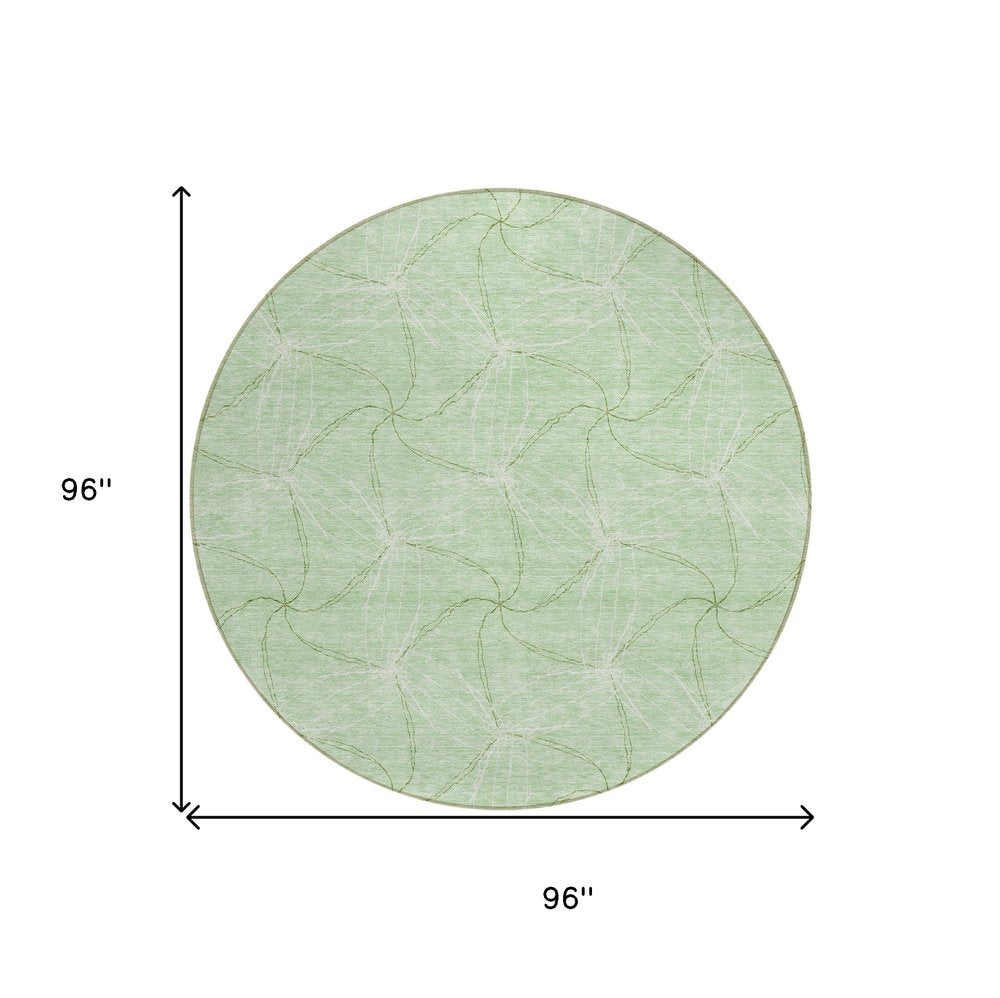 3' X 5' Mint Green And Ivory Geometric Washable Indoor Outdoor Area Rug