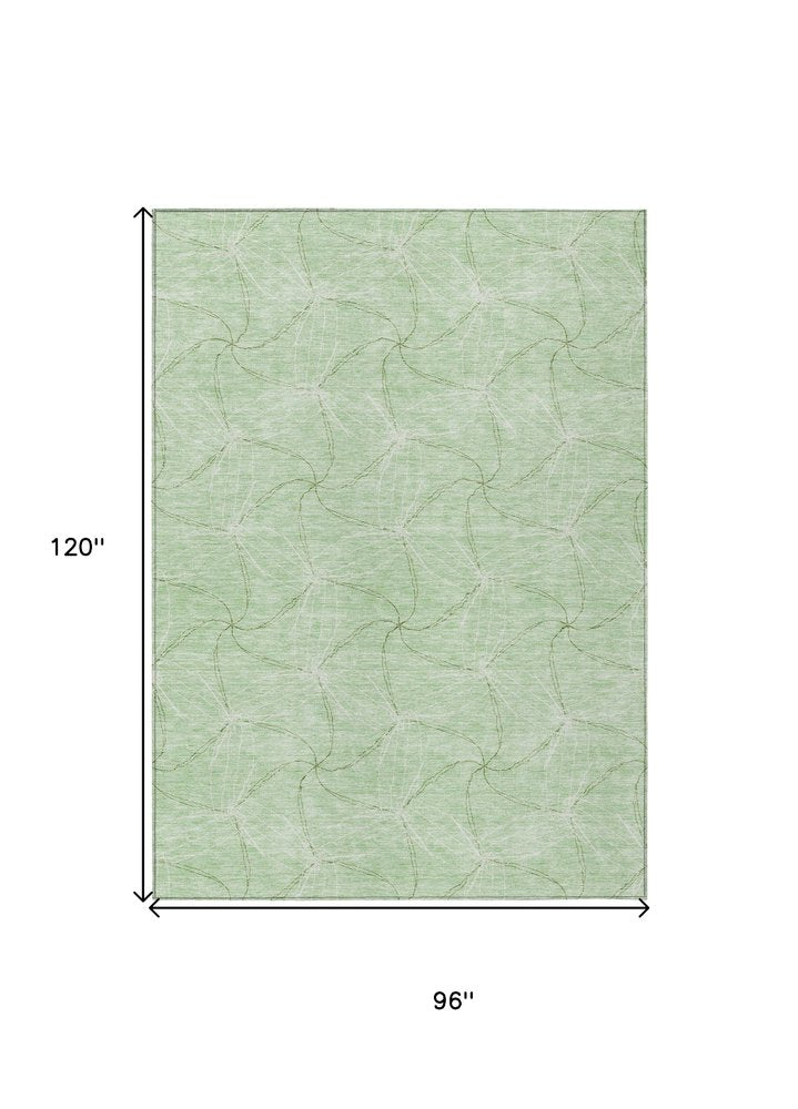 3' X 5' Mint Green And Ivory Geometric Washable Indoor Outdoor Area Rug