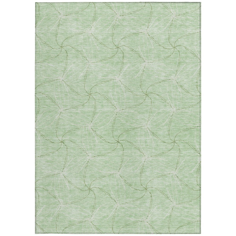 3' X 5' Mint Green And Ivory Geometric Washable Indoor Outdoor Area Rug