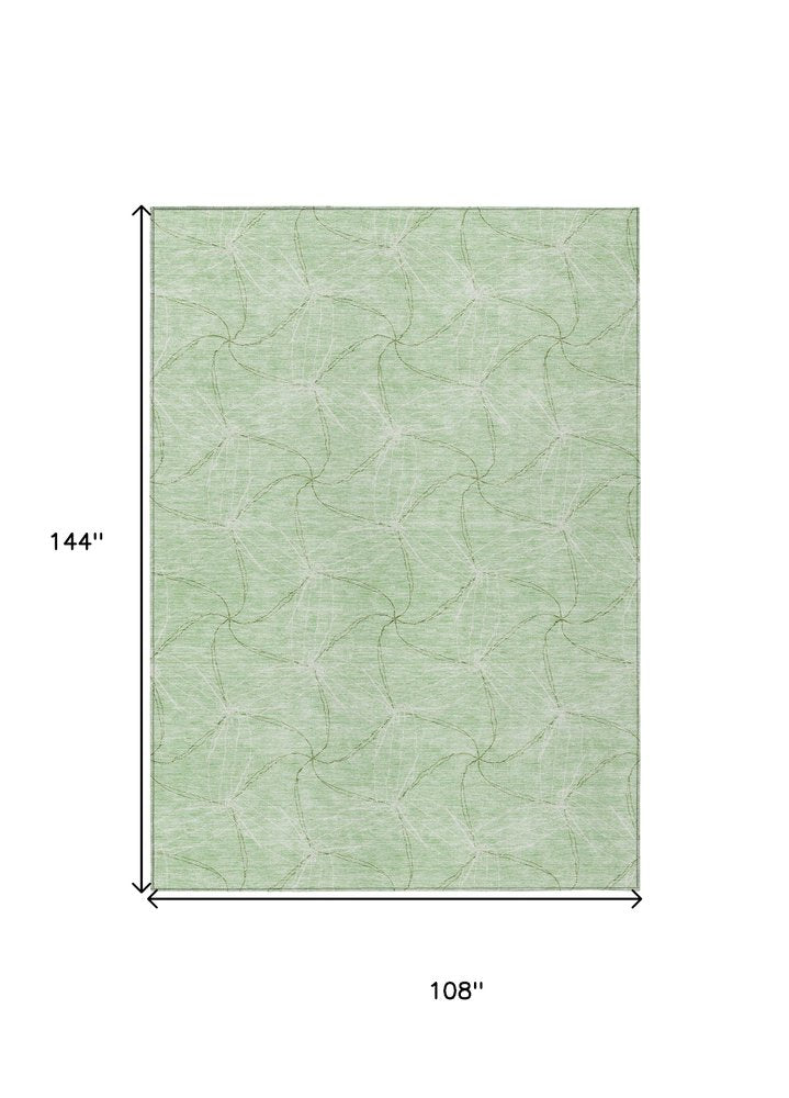 3' X 5' Mint Green And Ivory Geometric Washable Indoor Outdoor Area Rug