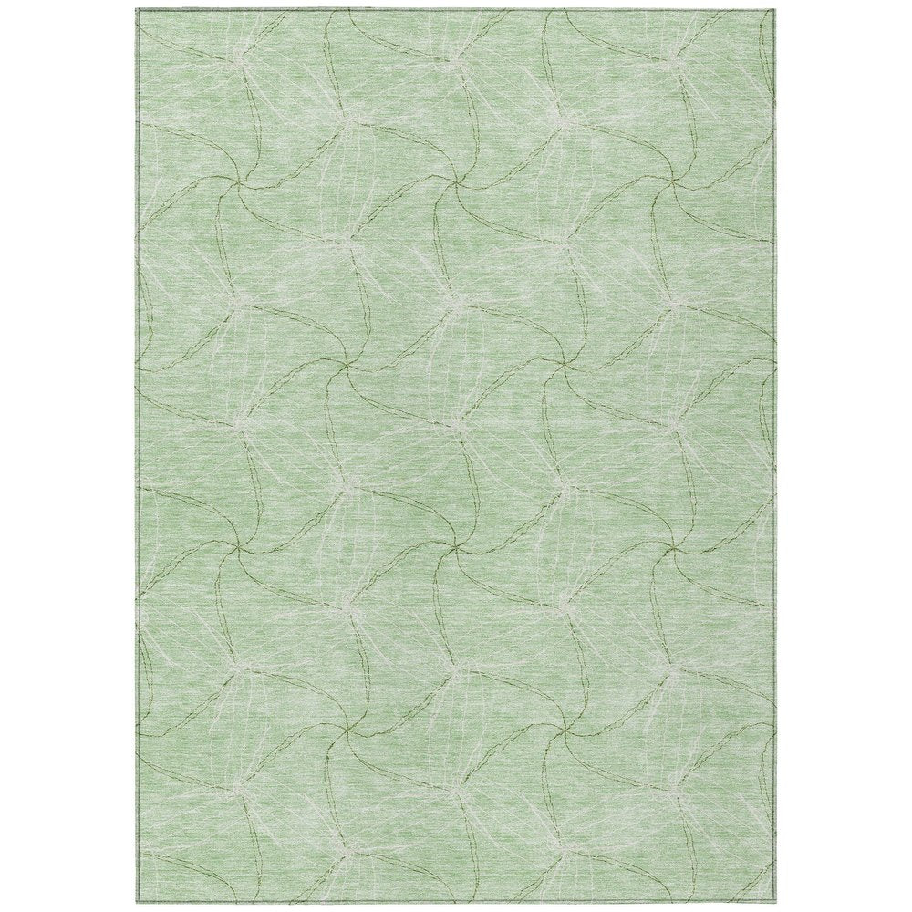 3' X 5' Mint Green And Ivory Geometric Washable Indoor Outdoor Area Rug