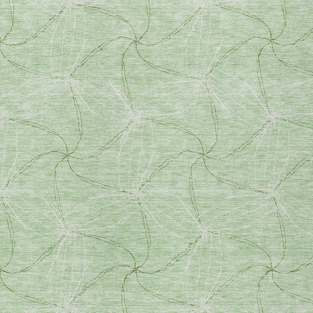 3' X 5' Mint Green And Ivory Geometric Washable Indoor Outdoor Area Rug