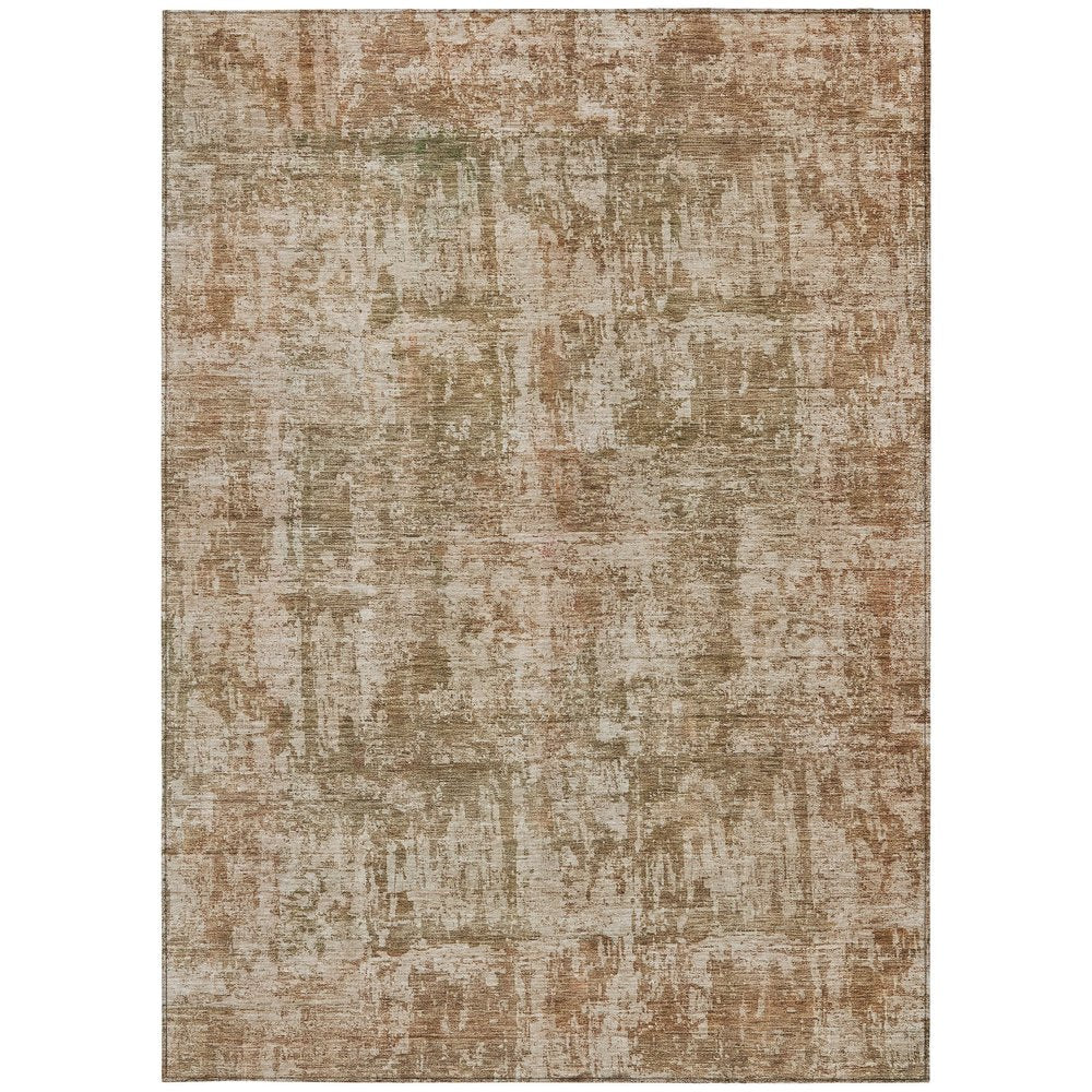 8' X 10' Beige And Copper Abstract Washable Indoor Outdoor Area Rug