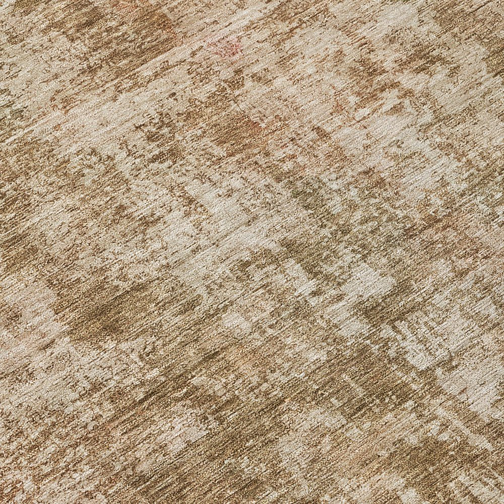 8' X 10' Beige And Copper Abstract Washable Indoor Outdoor Area Rug