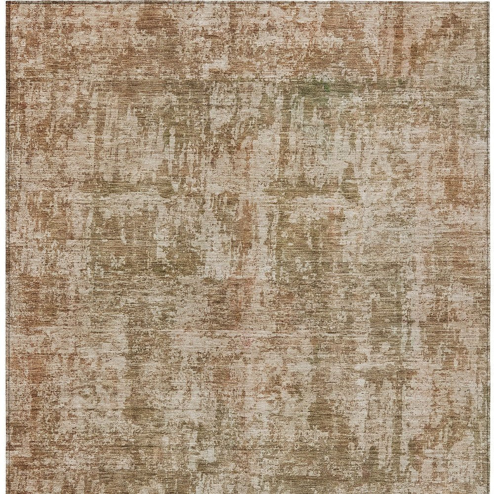 8' X 10' Beige And Copper Abstract Washable Indoor Outdoor Area Rug