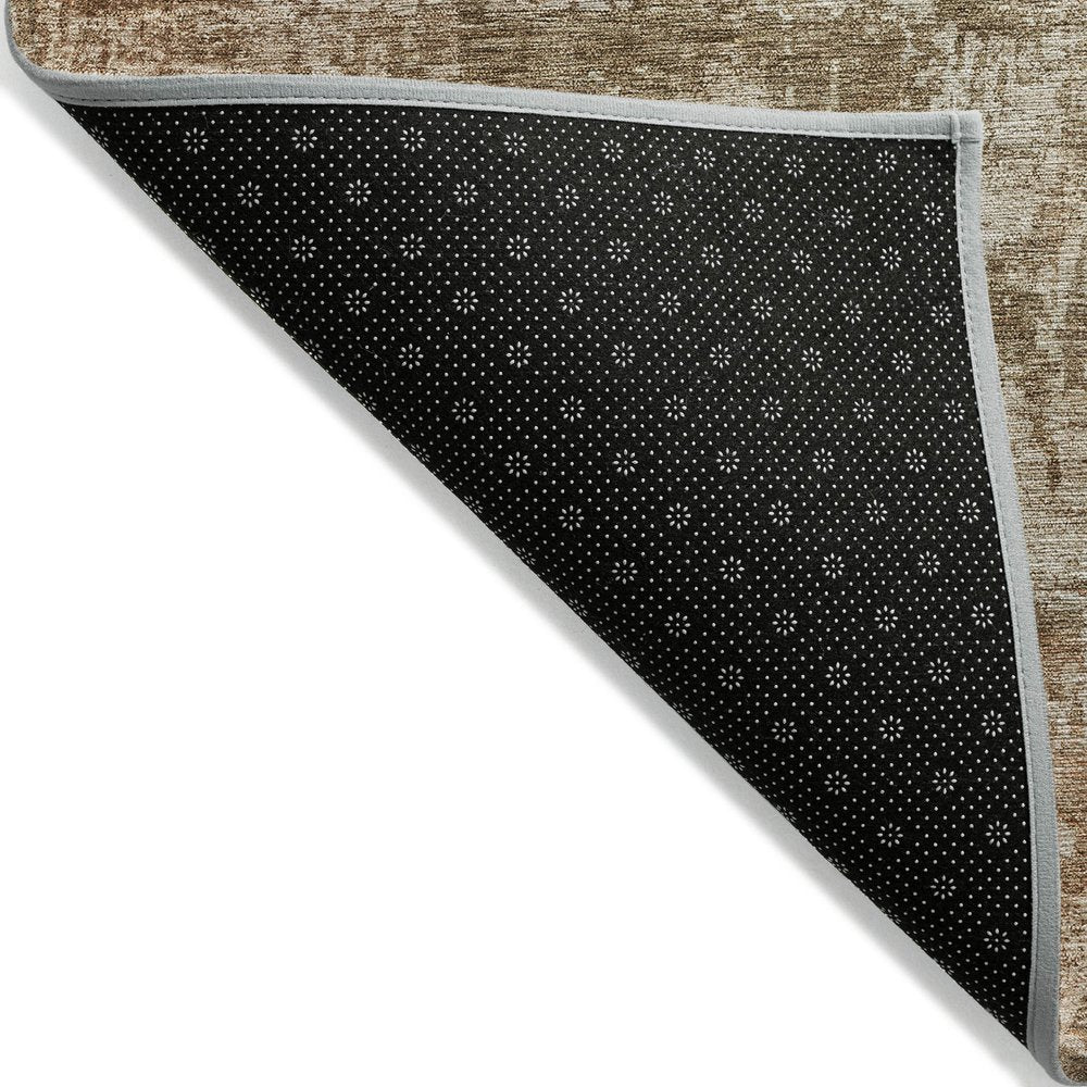 8' X 10' Beige And Copper Abstract Washable Indoor Outdoor Area Rug