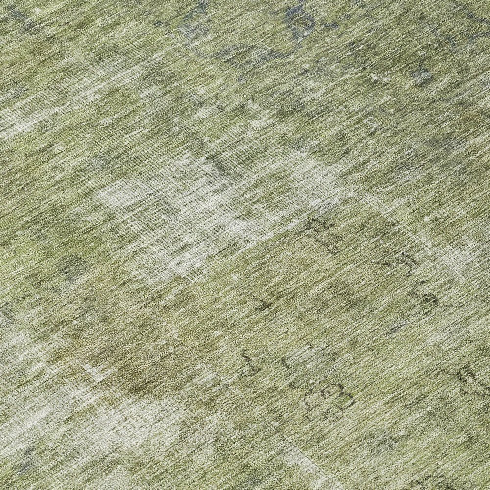 3' X 5' Artichoke Green And Beige Abstract Washable Indoor Outdoor Area Rug