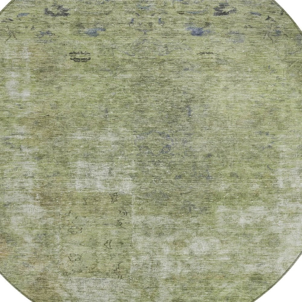 3' X 5' Artichoke Green And Beige Abstract Washable Indoor Outdoor Area Rug