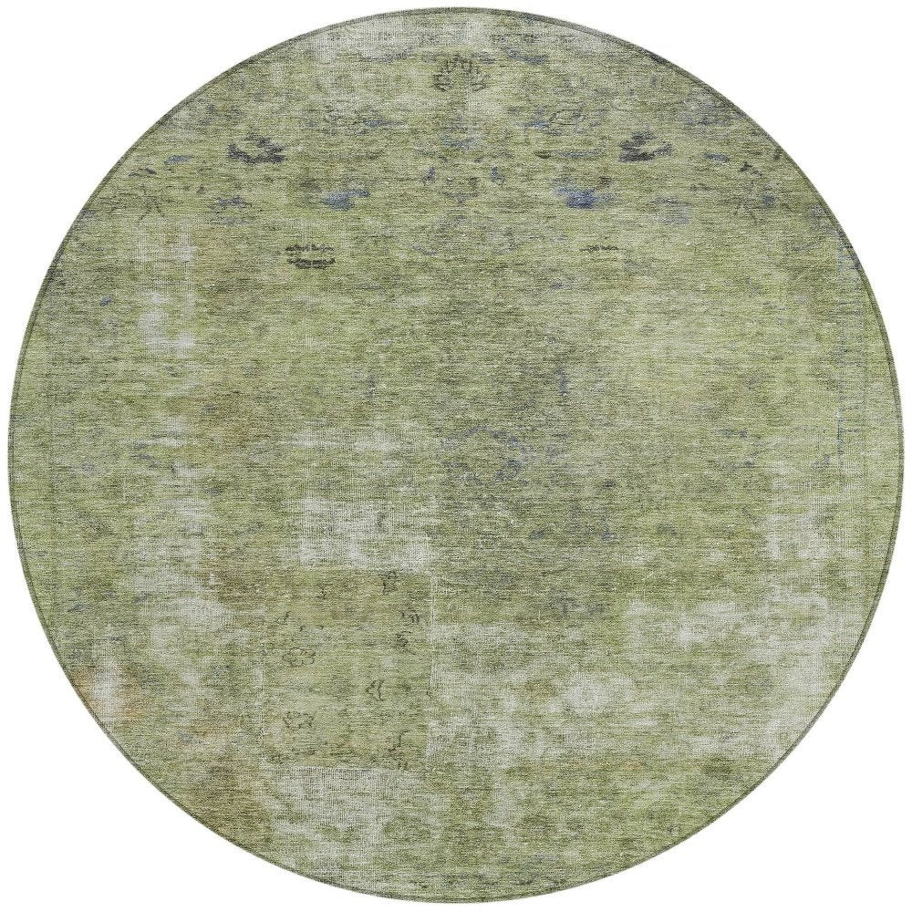 3' X 5' Artichoke Green And Beige Abstract Washable Indoor Outdoor Area Rug