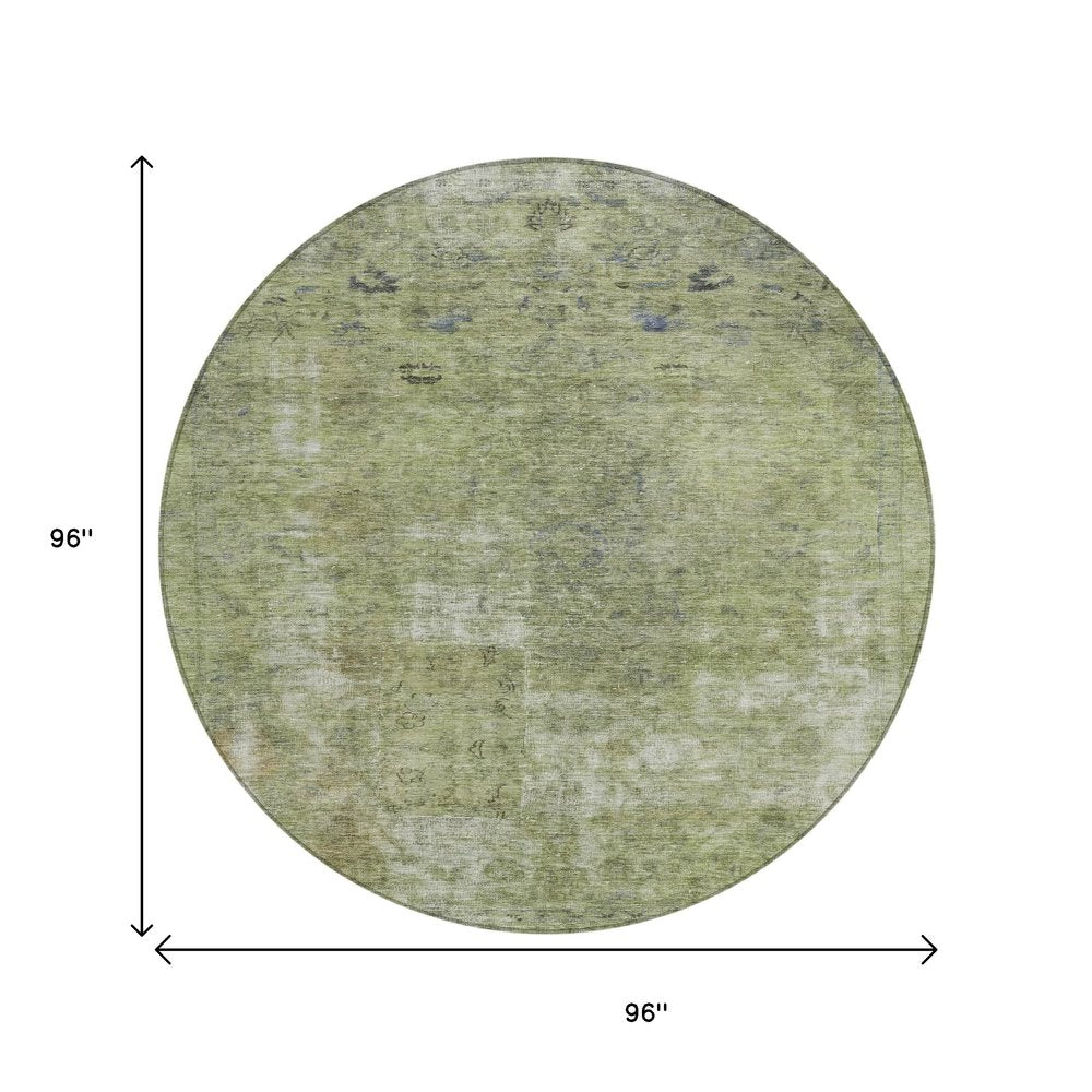 3' X 5' Artichoke Green And Beige Abstract Washable Indoor Outdoor Area Rug