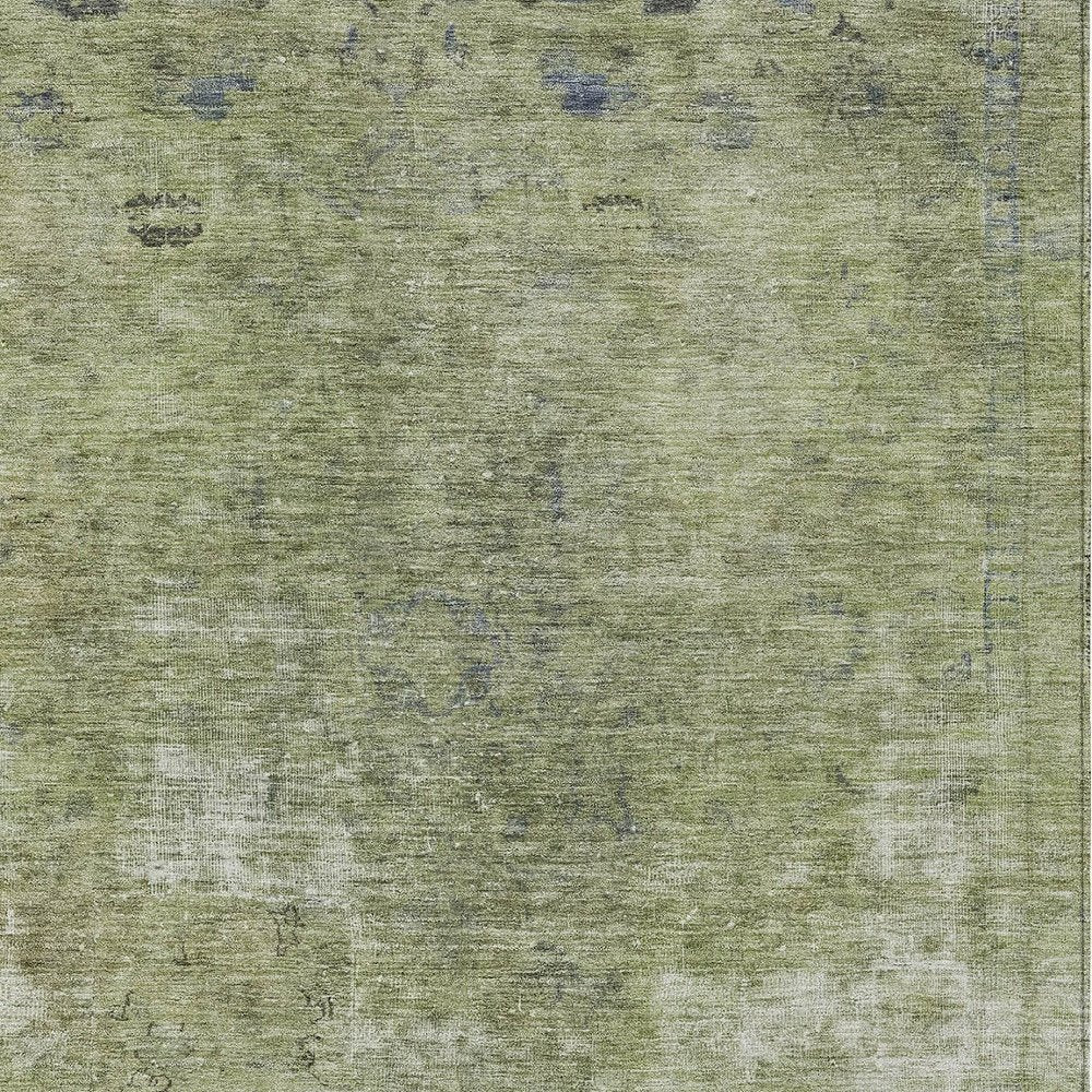 3' X 5' Artichoke Green And Beige Abstract Washable Indoor Outdoor Area Rug