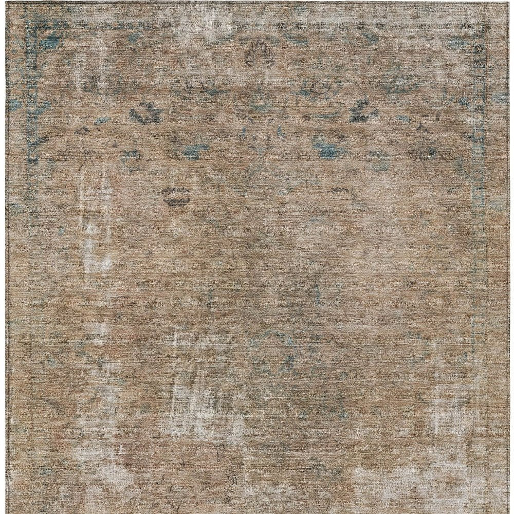 3' X 5' Beige And Taupe Abstract Washable Indoor Outdoor Area Rug