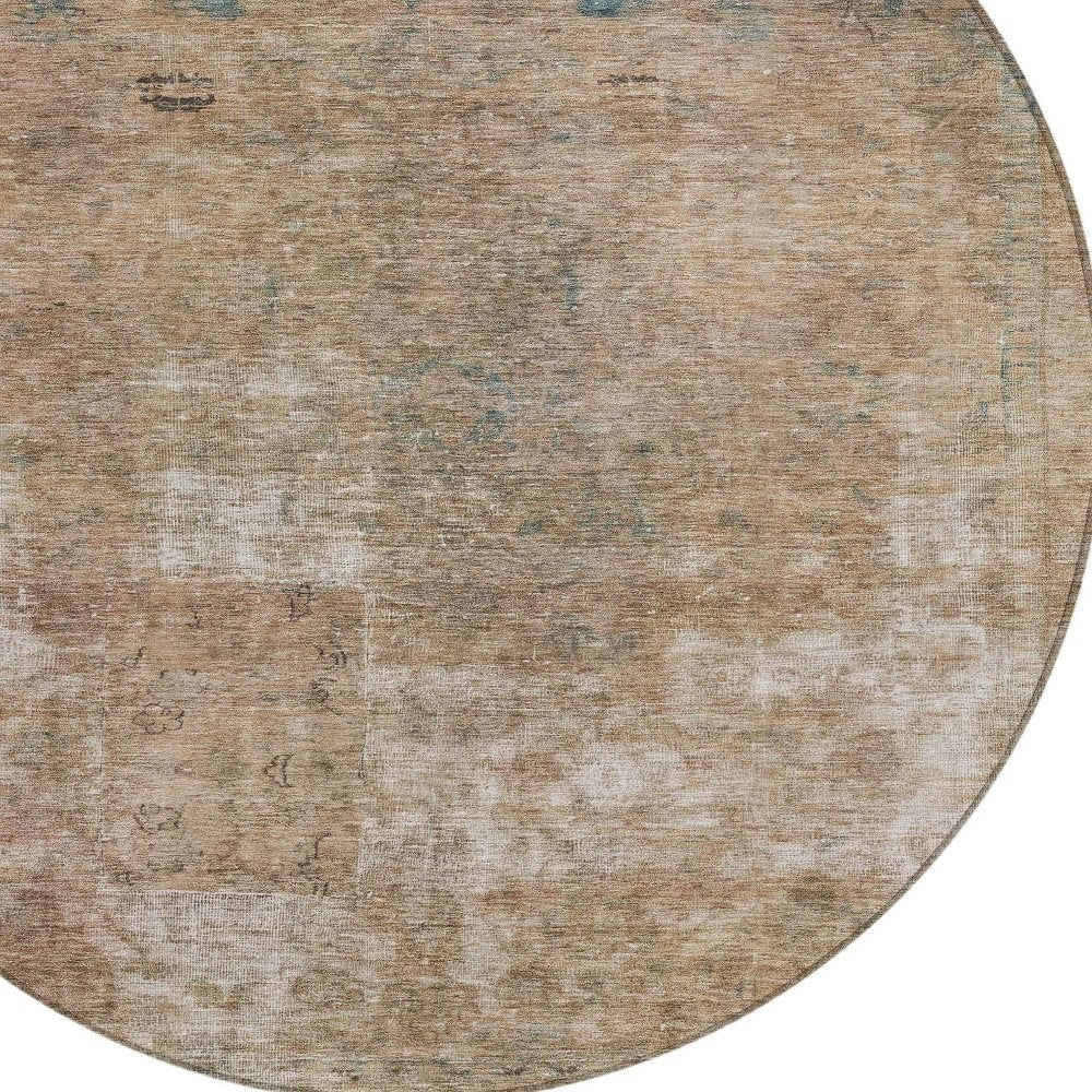 3' X 5' Beige And Taupe Abstract Washable Indoor Outdoor Area Rug