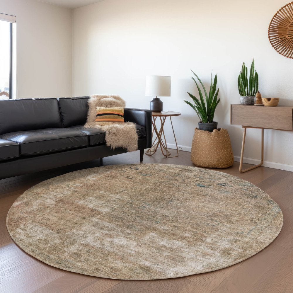 3' X 5' Beige And Taupe Abstract Washable Indoor Outdoor Area Rug