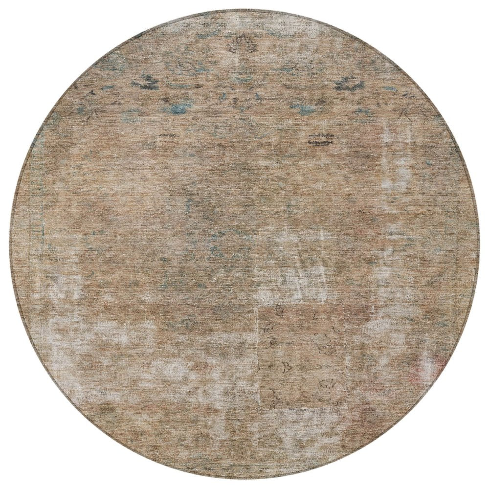 3' X 5' Beige And Taupe Abstract Washable Indoor Outdoor Area Rug